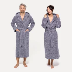 Damen MÖVE Damen|Herren-Brooklyn Bademantel mit Kapuze blau(nature/deep sea)