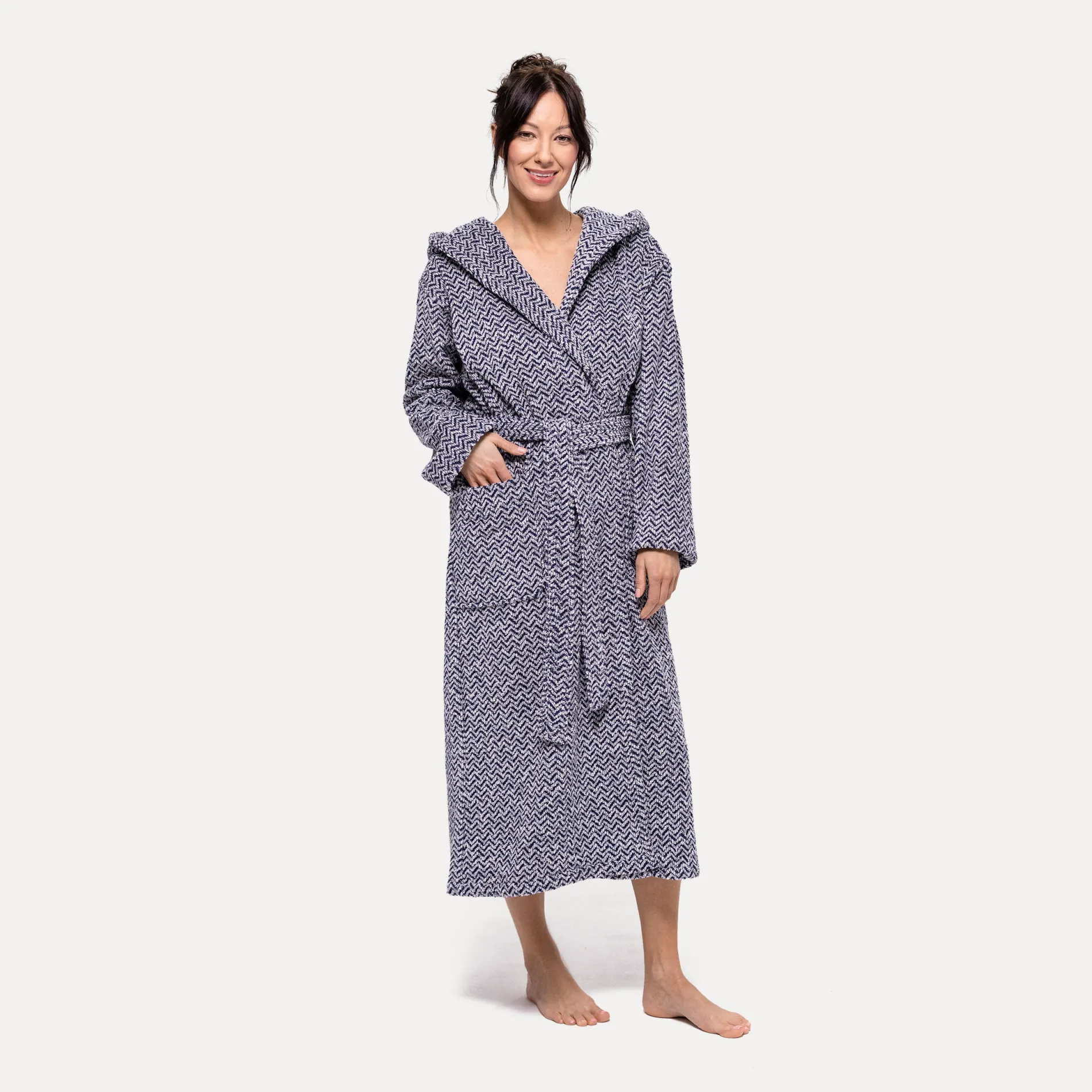 Damen MÖVE Damen|Herren-Brooklyn Bademantel mit Kapuze blau(nature/deep sea)