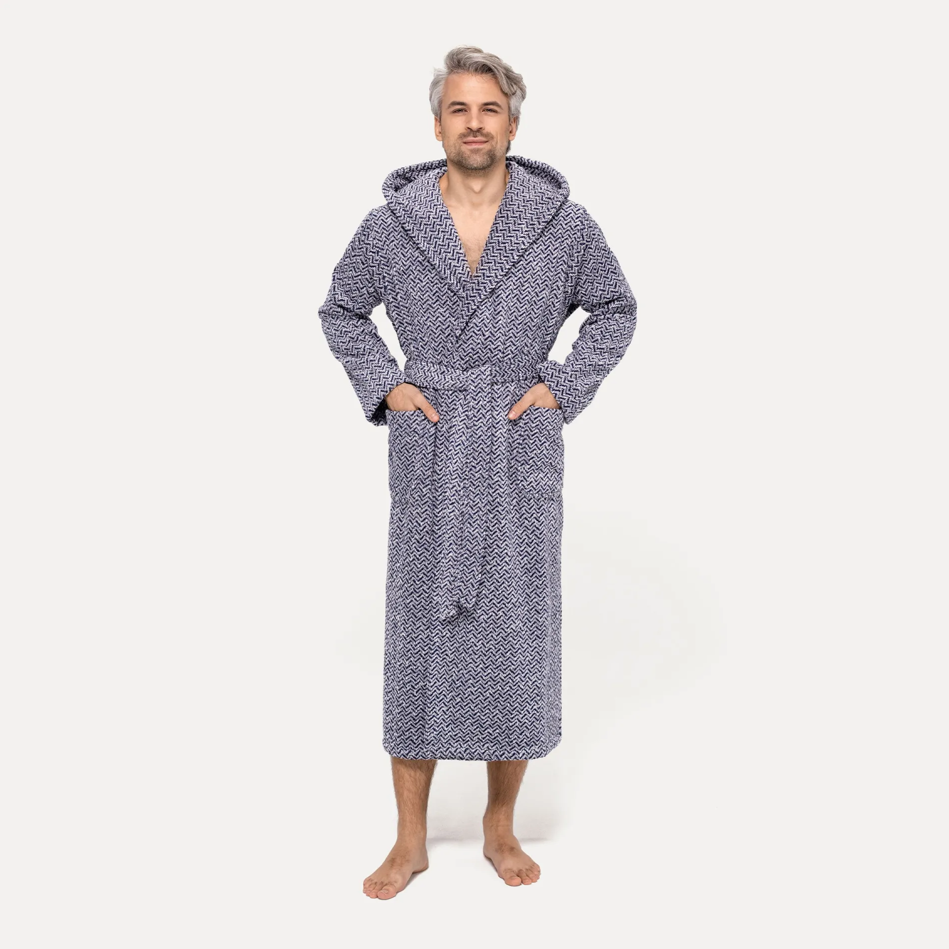 Damen MÖVE Damen|Herren-Brooklyn Bademantel mit Kapuze blau(nature/deep sea)