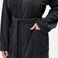 Damen MÖVE Damen|Mit Kapuze-Homewear Bademantel mit Kapuze grau(dark grey)