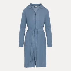 Damen MÖVE Damen|Mit Kapuze-Homewear Bademantel mit Kapuze blau(steel blue)