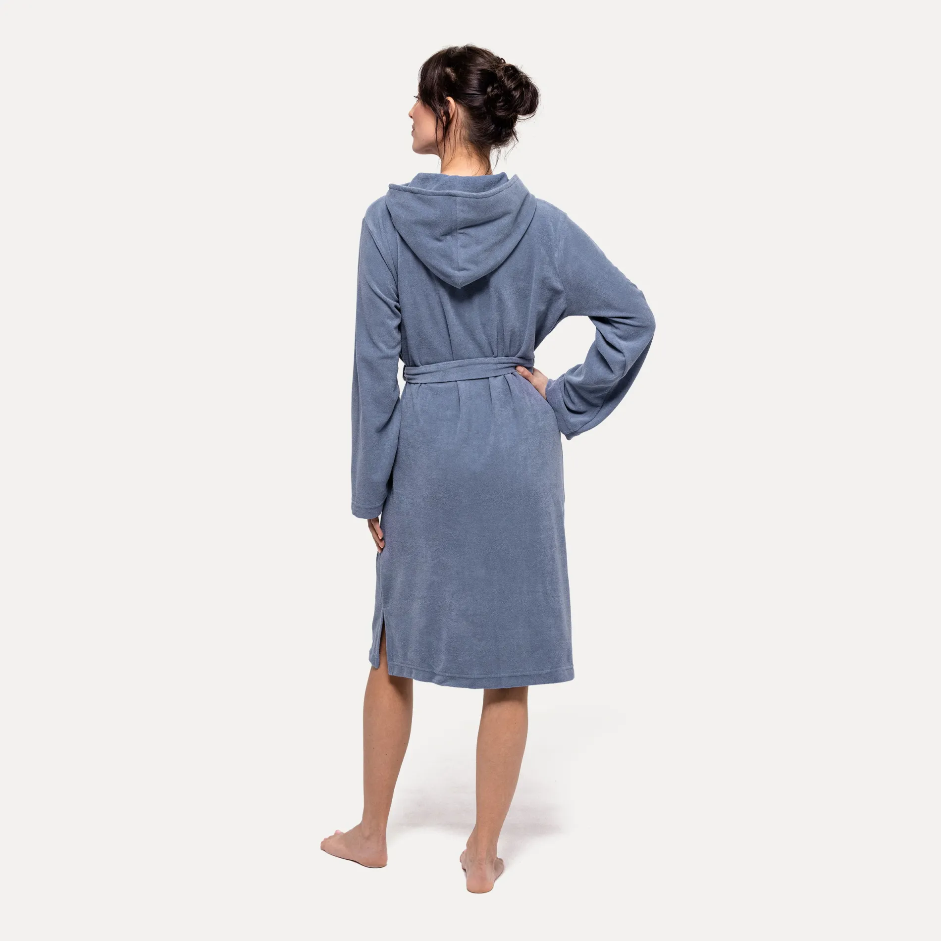 Damen MÖVE Damen|Mit Kapuze-Homewear Bademantel mit Kapuze blau(steel blue)