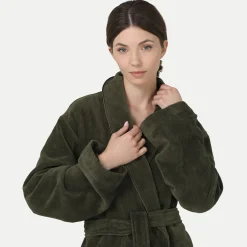 Damen MÖVE Damen|Herren-Homewear Schalkragenmantel grün(olive)