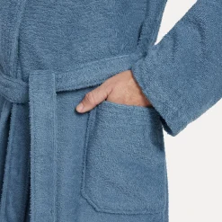 Damen MÖVE Damen|Herren-Homewear Schalkragenmantel blau(steel blue)