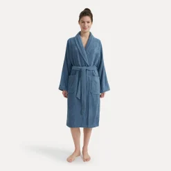 Damen MÖVE Damen|Herren-Homewear Schalkragenmantel blau(steel blue)