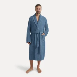 Damen MÖVE Damen|Herren-Homewear Schalkragenmantel blau(steel blue)