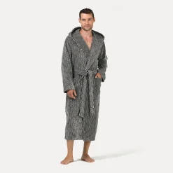 MÖVE Unisex|Mit Kapuze-Illusions Bademantel mit Kapuze beige(cashmere/black)