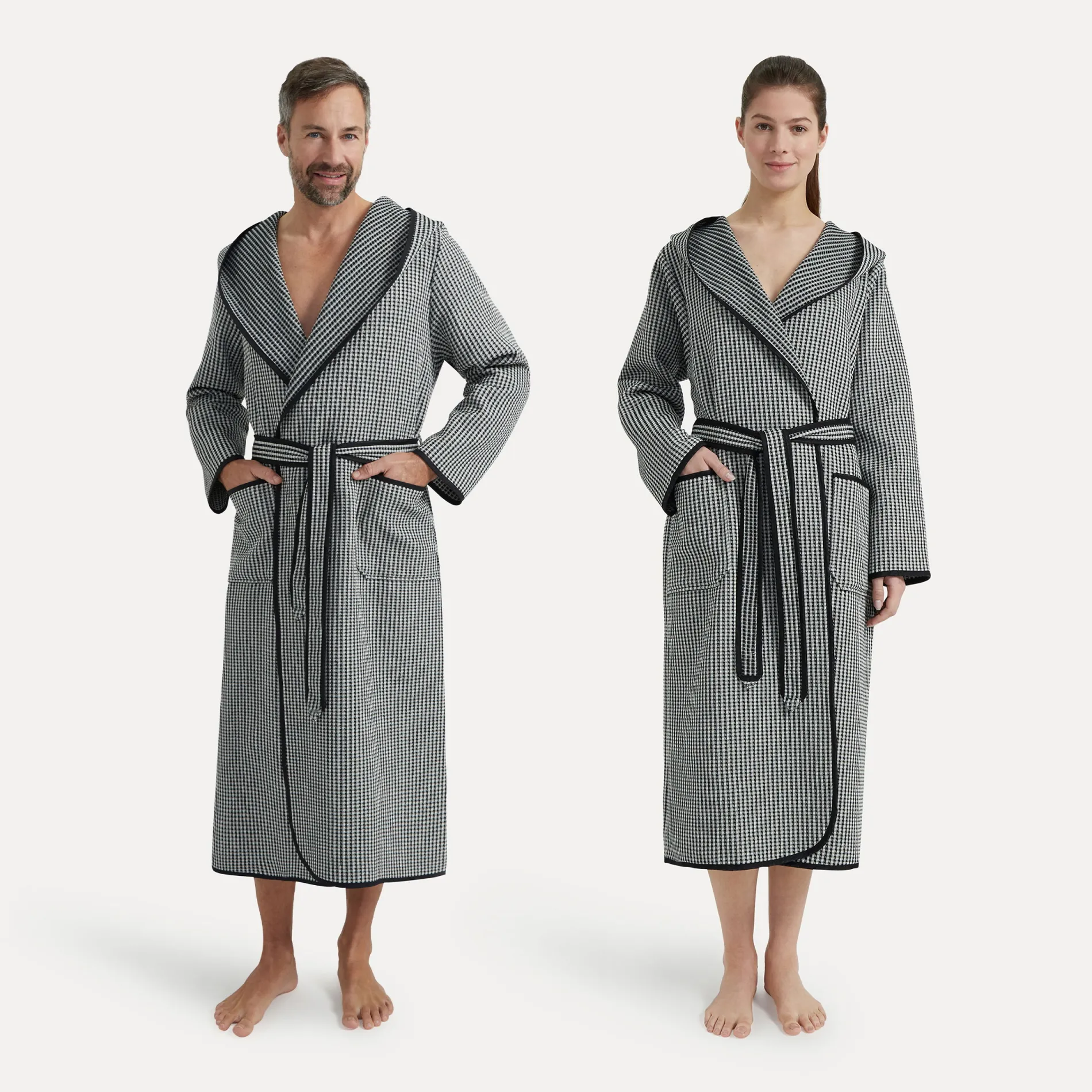 Damen MÖVE Damen|Herren-New Heritage Bademantel mit Kapuze grau(black/nature)