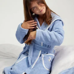 Kinder MÖVE Kinder-Soft Hug Bademantel mit Kapuze blau(aqua)