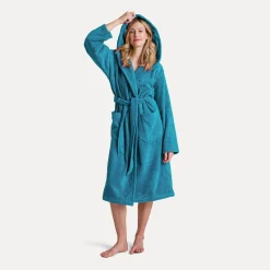 Damen MÖVE Damen|Herren-Superwuschel Bademantel mit Kapuze türkis(lagoon)