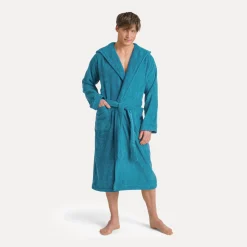 Damen MÖVE Damen|Herren-Superwuschel Bademantel mit Kapuze türkis(lagoon)