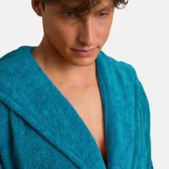 Damen MÖVE Damen|Herren-Superwuschel Bademantel mit Kapuze türkis(lagoon)