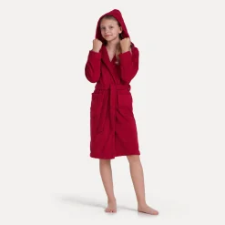 Kinder MÖVE Kinder-Superwuschel Bademantel mit Kapuze rot(ruby)