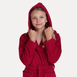 Kinder MÖVE Kinder-Superwuschel Bademantel mit Kapuze rot(ruby)