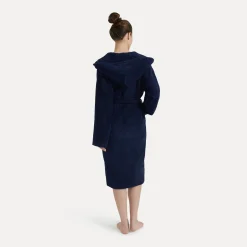 Damen MÖVE Damen|Herren-Superwuschel Bademantel mit Kapuze blau(deep sea)