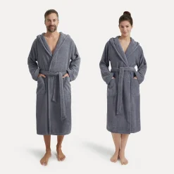 Damen MÖVE Damen|Herren-Superwuschel Bademantel mit Kapuze grau(stone)