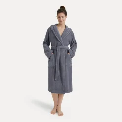 Damen MÖVE Damen|Herren-Superwuschel Bademantel mit Kapuze grau(stone)