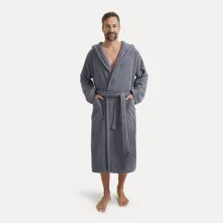 Damen MÖVE Damen|Herren-Superwuschel Bademantel mit Kapuze grau(stone)