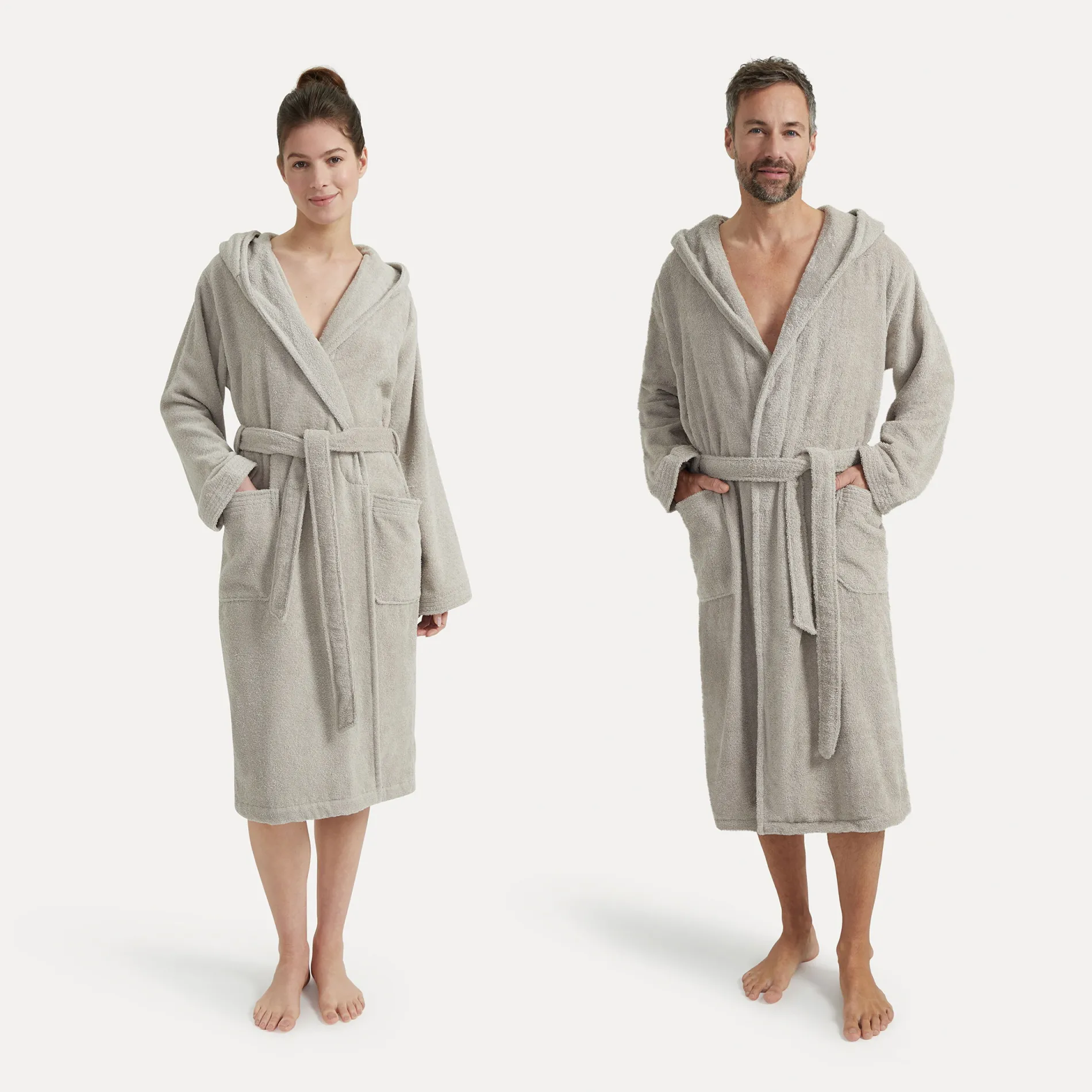 Damen MÖVE Damen|Herren-Superwuschel Bademantel mit Kapuze beige(cashmere)