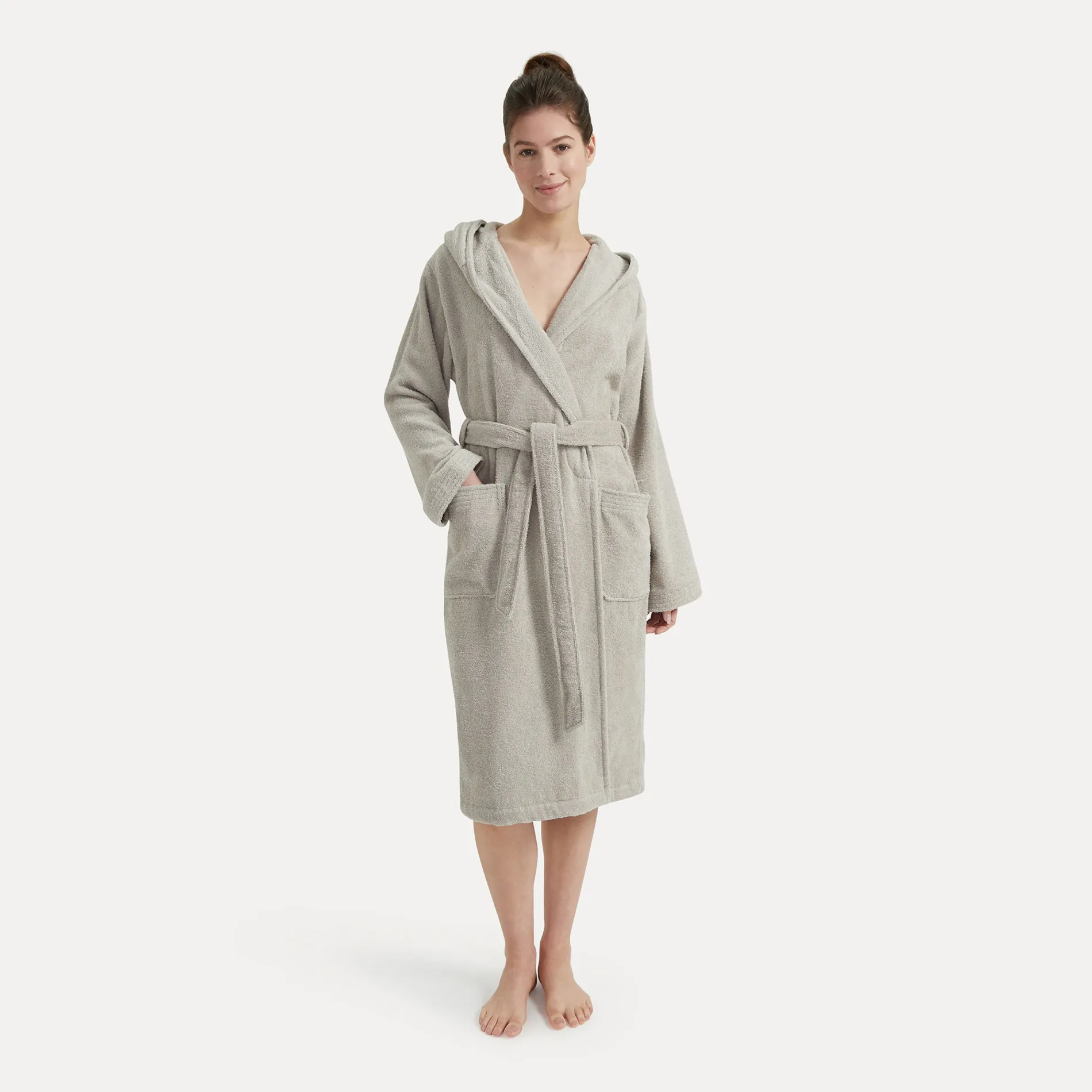 Damen MÖVE Damen|Herren-Superwuschel Bademantel mit Kapuze beige(cashmere)