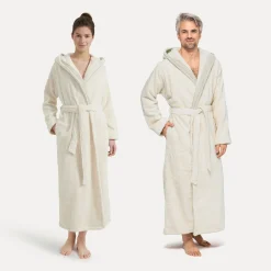 Damen MÖVE Damen|Herren-Wellness Bademantel mit Kapuze beige(nature)
